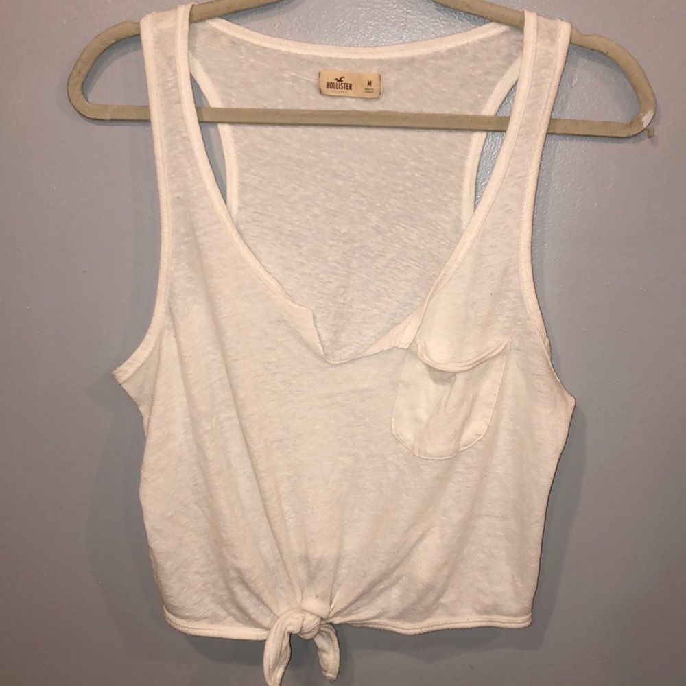 White tank crop top with Tie in front
